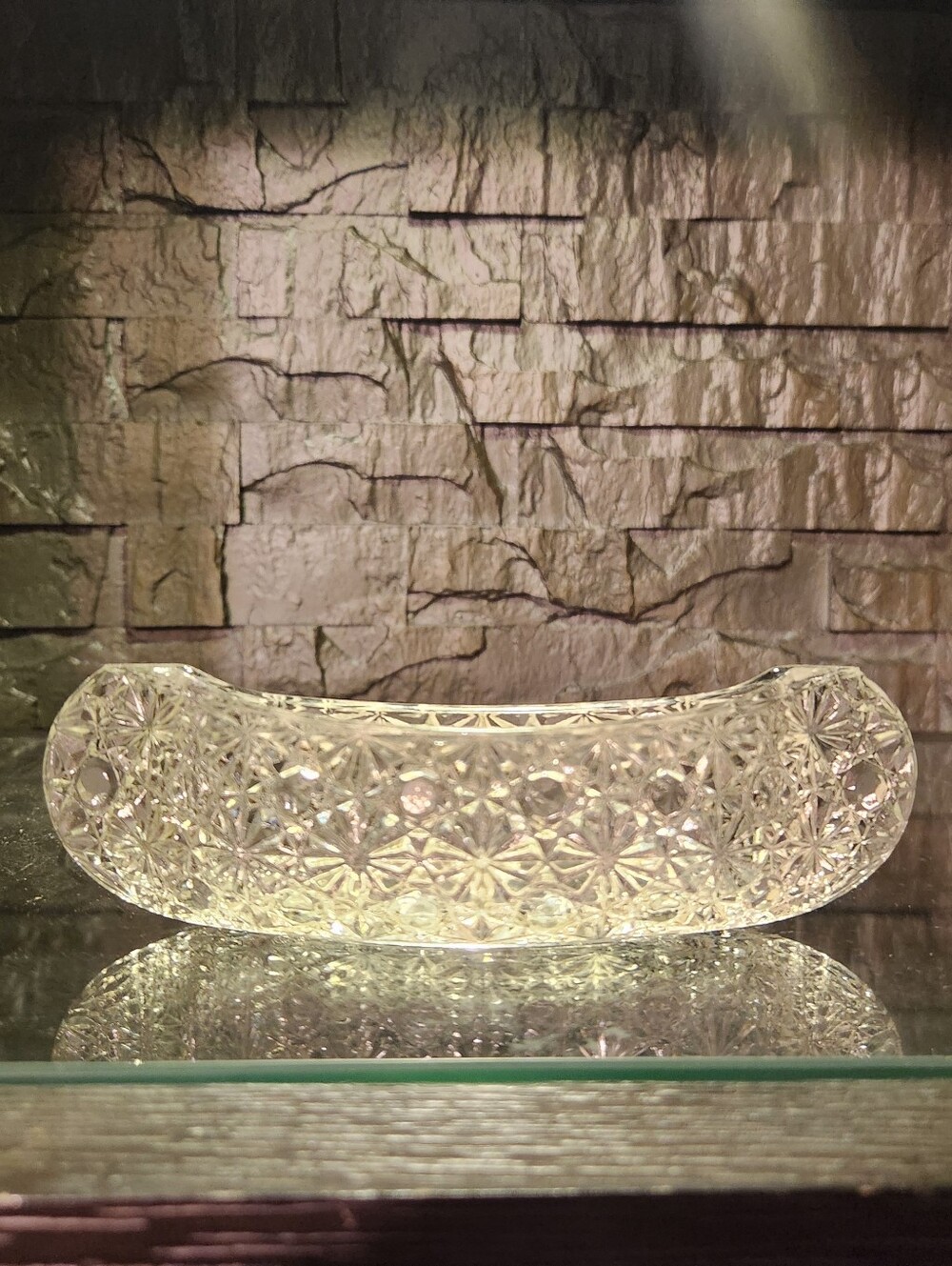 Fenton Daisy And Button Clear Glass Canoe Candle Holder/Trinket Dish